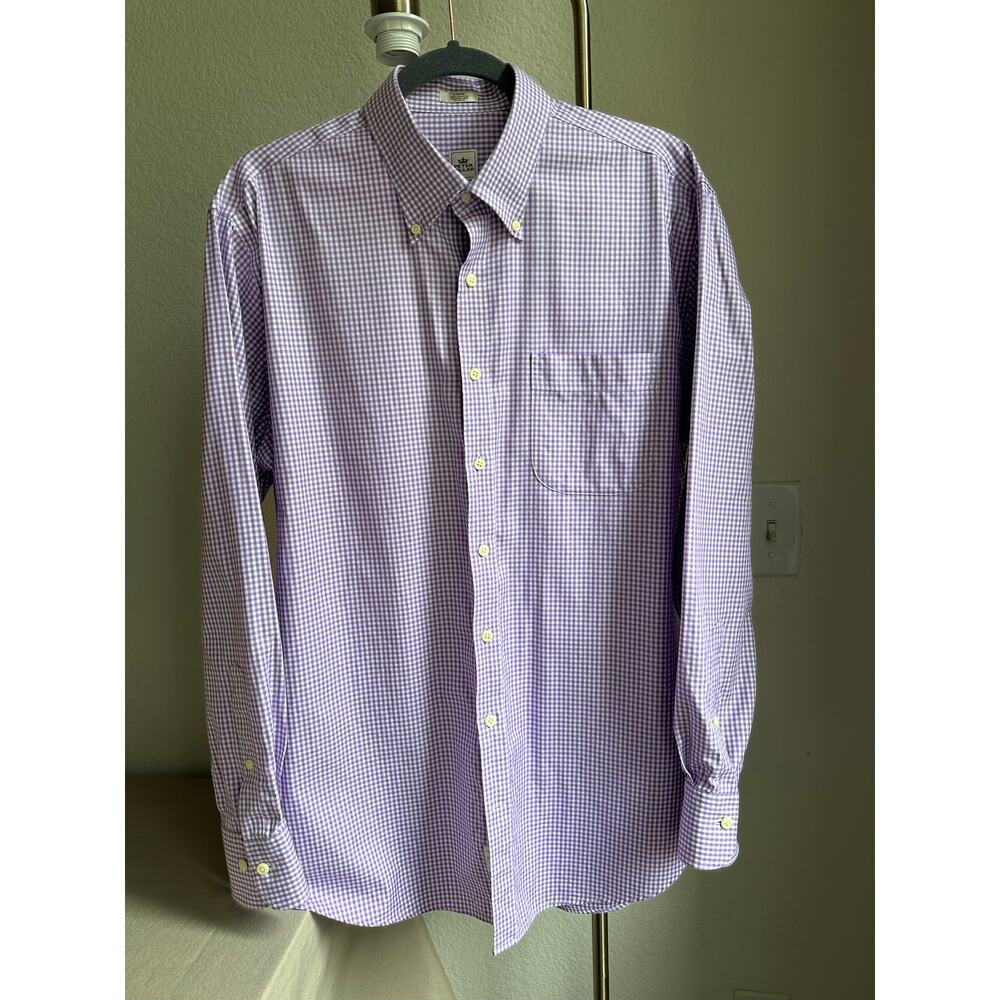 Peter Millar Purple Gingham Cotton Dress Shirt